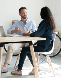 male and female talking